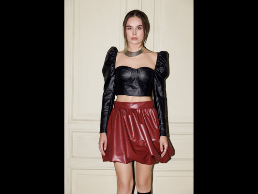 Faux leather bubble skirt