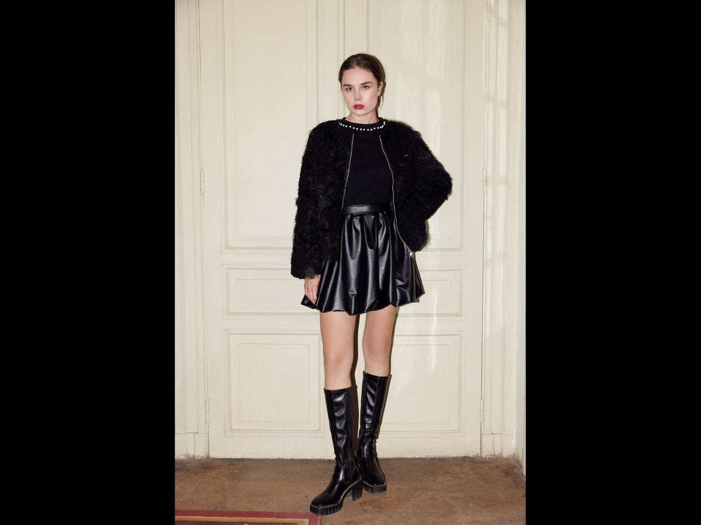Faux leather bubble skirt